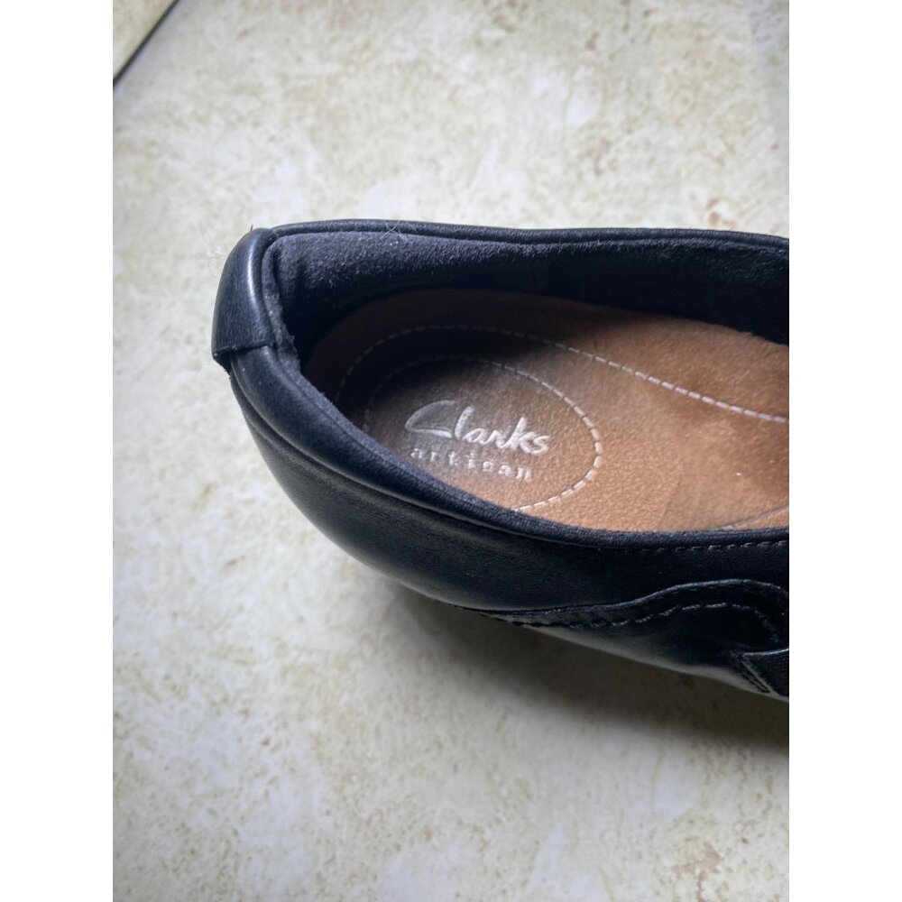 Clarks Black Leather Womens Heeled Loafers Casual‎ Comfort Workwear - Picture 4 of 7